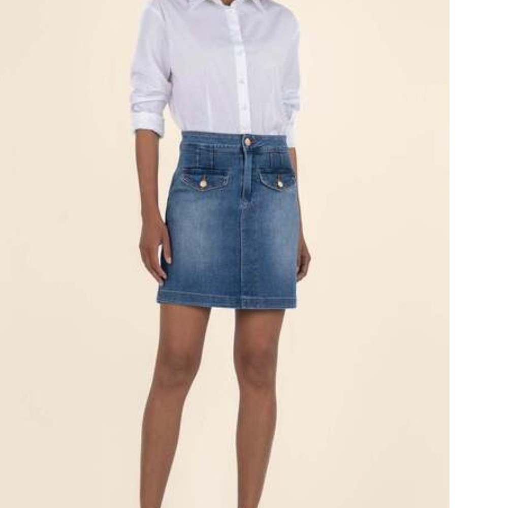 KUT from the Kloth Rosetta Denim Skirt Blue Medium Wash Size 12 KK2173MA1